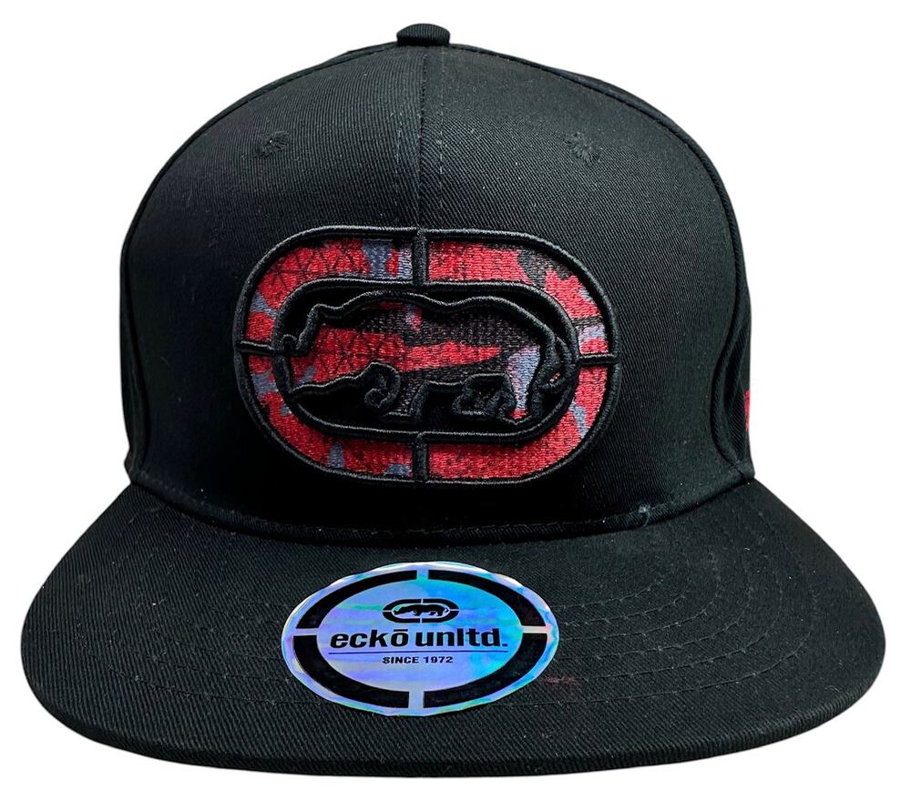 Ecko Unltd Men's Snapback Hat Back Fill Stich 3D Embroidered Black Cap